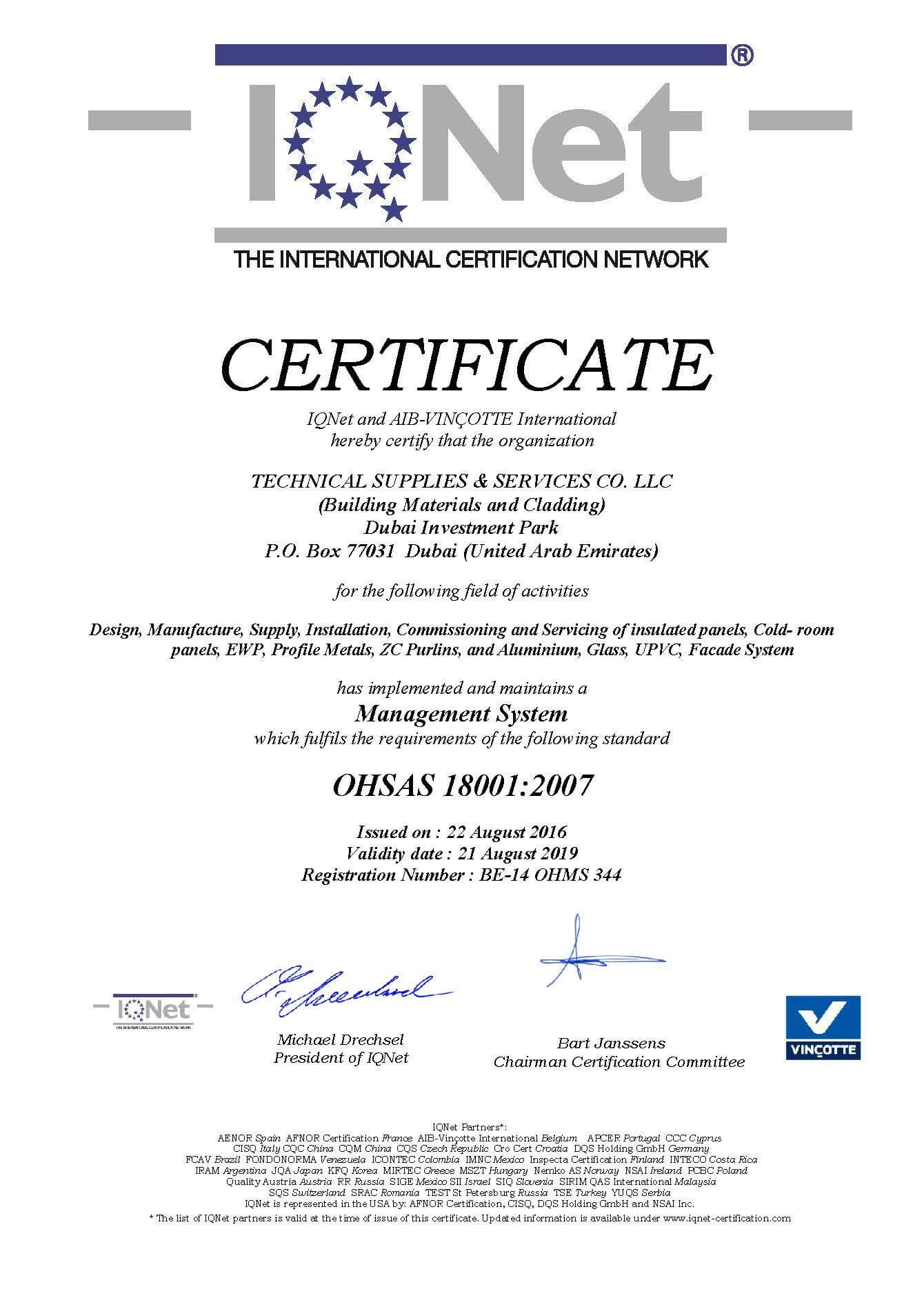 IQNET OHSAS_Occupational Safety 18001